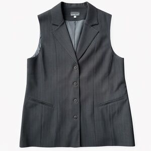🇨🇦 Vintage Black Pinstripe Tailored Vest Size XL